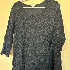 Christopher & Banks 3/4 Sleeve Black Lace Blouse